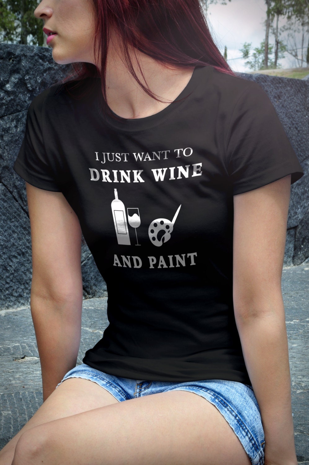 mom gift mother gift Drink Wine Shirt and Paint Shirt for Wine Lover Gift Funny Wine Shirt Wine Gift for Wine Lover Best Friend Gift OS328 Graphic Tee – Feel-Good Design · Trending Graphic Apparel