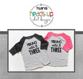Young Wild and Three Twin BoyGirl Raglan Shirts Three Birthday tshirts BoyGirl Twins 3 Bday Shirts Twins 3rd Birthday Trendy Twins Graphic Tee – Aesthetic Look · Great Gift For Fans