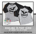 Twin Halloween Shirts Toddler Boy or Girl Twin Baby Bodysuits Trick or Treat Halloween Sibling Matching Tees Easty Costume Twins Bat Trendy Graphic Tee – Fan Favorite · Perfect For Daily Wear