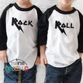 Rock and Roll Twin BoyGirl Raglan Shirts Twin BoyGirl Rock and Roll Tees Trendy Twin Baby tshirts Funny Hipster Trendy Toddler Graphic Tee – Bold Style · Great Gift For Fans