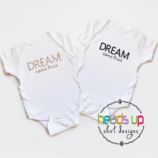 Twin Boy Girl Dream Come True Baby Bodysuit Gifts for Twins twin bodysuit Matching Shirts Twins Coordinating Twins Trendy hipster Graphic Tee – Fan Favorite · Perfect For Daily Wear