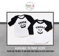 Twin Hallowen Pumpkin Shirts Boy Girl Twins Toddler Trick or Treat Raglan Tees Matching Sibling Halloween tshirts Trendy Baby Costumes Gift Graphic Tee – Premium Graphic · Must-Have Style