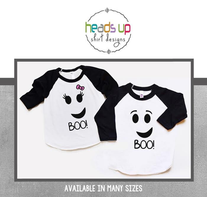 Twin Boy Girl Halloween Ghost Raglan Shirts Twins Halloween tshirts Ghosts Trendy Twin Halloween Costumes Ghosts Sibling Shirts Coordinating Graphic Tee – Soft Feel · Top Pick For Any Outfit