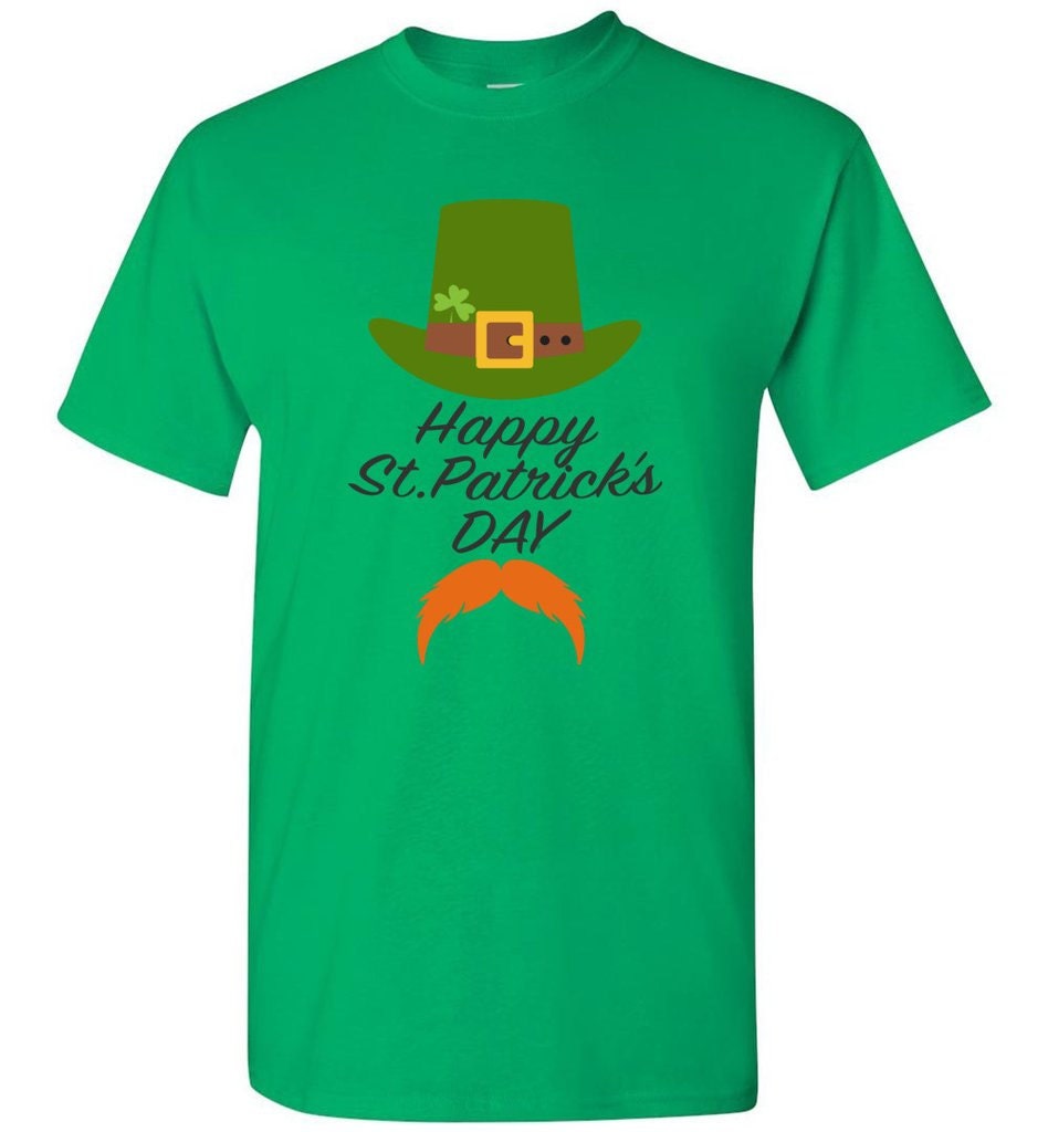 St Patricks Day Shirt St Paddys Day Shirt Irish Shirt Happy Leprechaun Hat Shirt Ginger Beard Shirt Irish beard Shirt Ginger Moustache Shirt Graphic Tee – Warm & Stylish · High-Quality Print