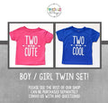 Twin BoyGirl Second Birthday Shirts Two Cool Two Cute Shirts Twins 2 Birthday Twins BoyGirl Second Bday Trendy Tees Twin Gift Graphic Tee – Everyday Comfort · Top Pick For Any Outfit