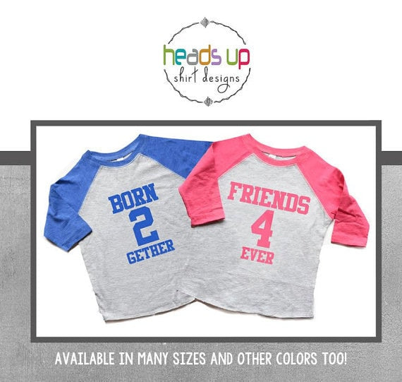 Twin BoyGirl Born Together Friends Forever Shirts BoyGirl Twin Shirts Baby Bodysuits Trendy Matching Coordinating Twin Shower Graphic Tee – Aesthetic Look · Great Gift For Fans