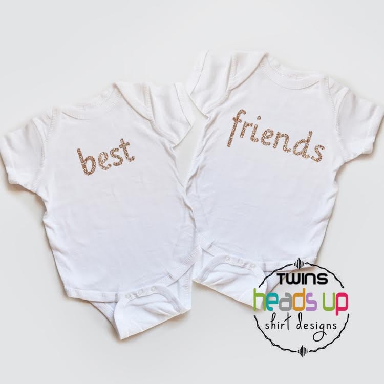 Twin Girls Best Friends Bodysuit Twin Baby Girl Bodysuit Best Friends tshirts Glitter Trendy Baby Shower Gift Twin Girls Shirts Graphic Tee – Bold Style · Perfect For Daily Wear