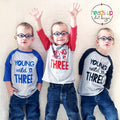 Triplets Young Wild and Three Shirts 3rd Birthday Triplets Shirts Matching Siblings Tees Third Bday Raglan tshirt Triplets 3 Bday Graphic Tee – Cozy Vibes · High-Quality Print