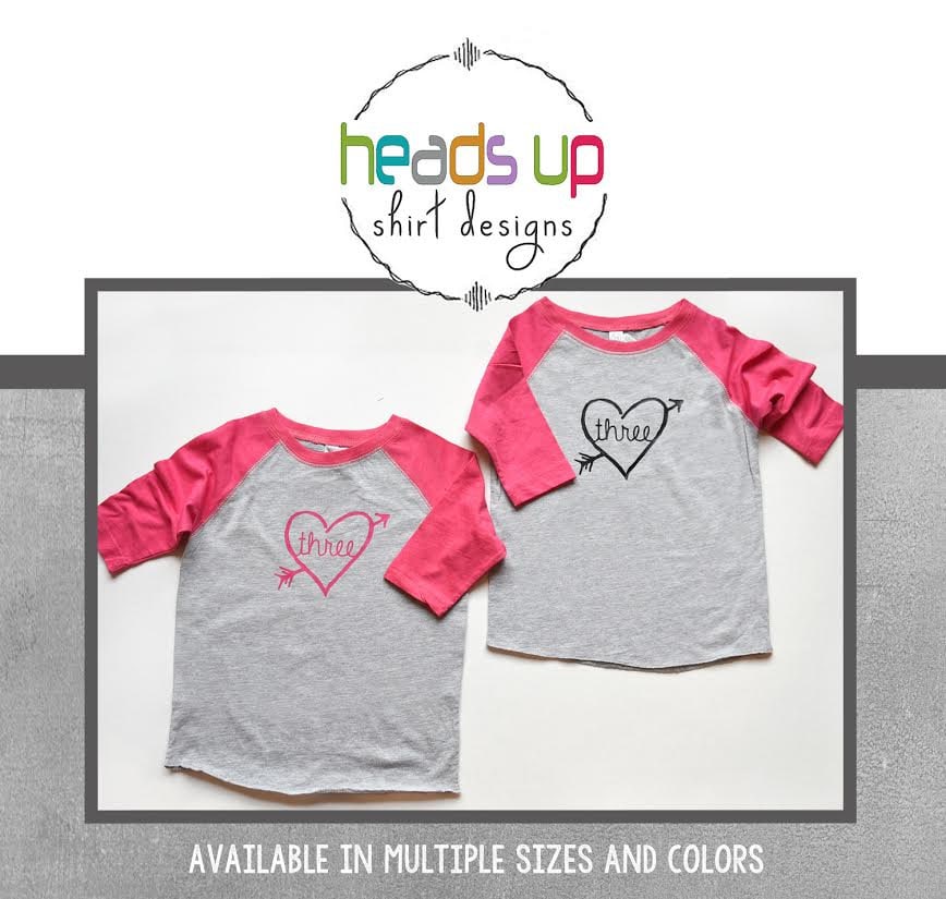 3rd Birthday Shirts Twin Girls Twin Raglan 3 tshirts Toddler Girls Third Bday Tees Twins Heart Coordinating Three t shirts Twin Girls Graphic Tee – Aesthetic Look · Perfect For Daily Wear