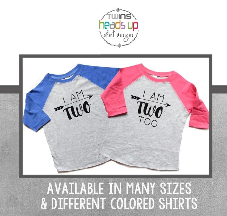 Twin Two Birthday Shirts Raglan BoyGirl I Am TwoI Am Two Too tshirts Twins 2nd Birthday tshirts twins Second Bday Tees Twins Trendy Graphic Tee – Premium Graphic · Top Pick For Any Outfit