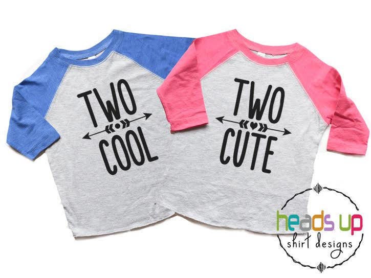 Twin BoyGirl Second Birthday Raglan Shirts Two CoolTwo Cute Toddler Twins 2nd Birthday Shirts Trendy Two Bday Tees Twins 2 tshirts Graphic Tee – Premium Graphic · Trending Graphic Apparel
