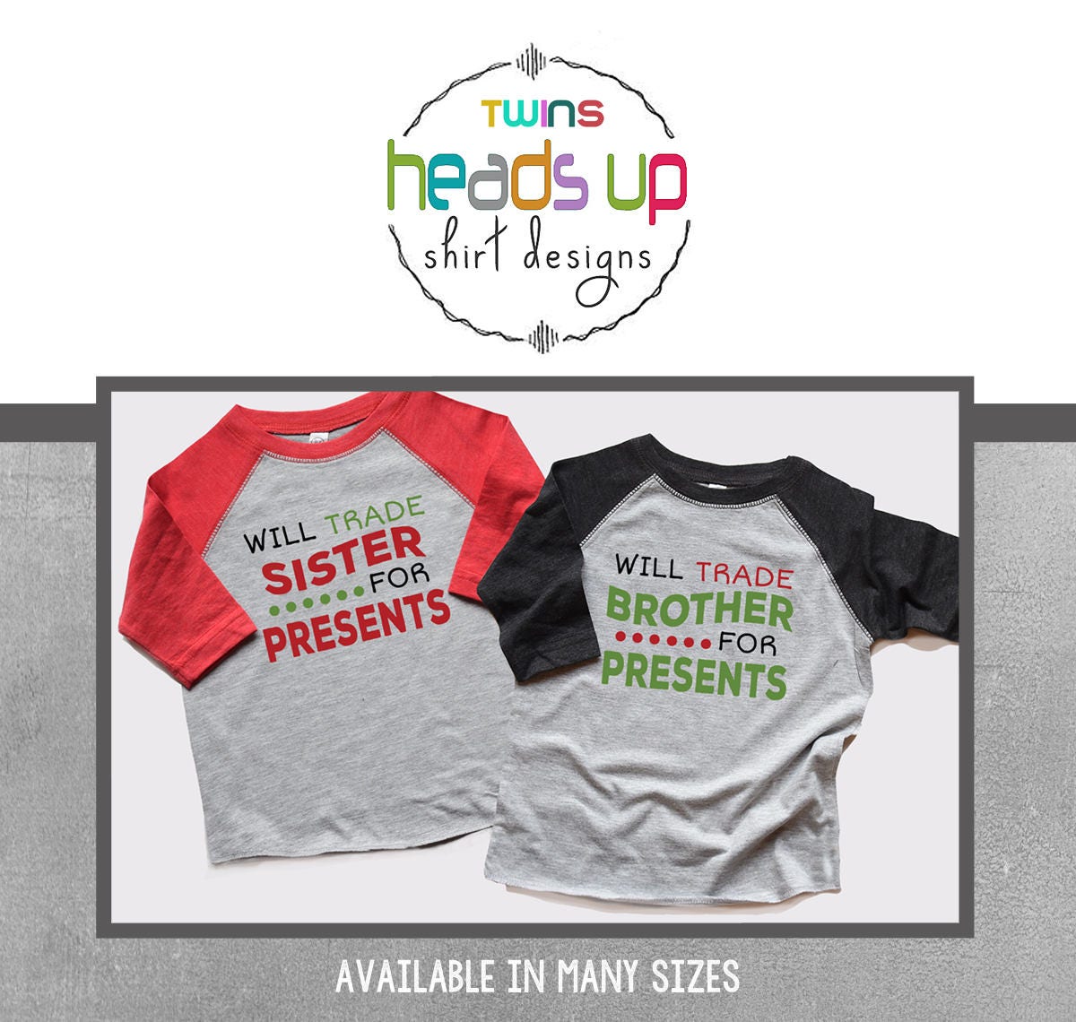 Twin Christmas Shirts Boy and Girl Will Trade Brother Sister for Presents Funny Christmas Twin Tees Trendy X Mas tshirts Twins Gift Graphic Tee – Aesthetic Look · Great Gift For Fans