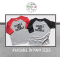 Twin Double Trouble Shirts Boy or Girl Funny Twin tshirts Double the Trouble Kids Tees Twins Siblings Trendy Baby Shower Twins Gift Graphic Tee – Aesthetic Look · Top Pick For Any Outfit