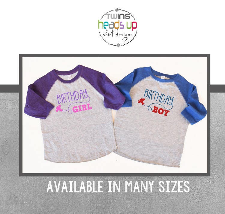 Twin Boy and Girl Birthday Boy Birthday Girl Shirts Airplane BoyGirl Twins Bday tshirts Airplane First Second Third 1st 2nd 3rd Gift Graphic Tee – Aesthetic Look · High-Quality Print
