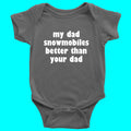 Snowmobile Baby Shirt Onepiece Snowmobile Onepieces My Dad Snowmobiles Better Than Your Dad Graphic Tee – Warm & Stylish · Great Gift For Fans
