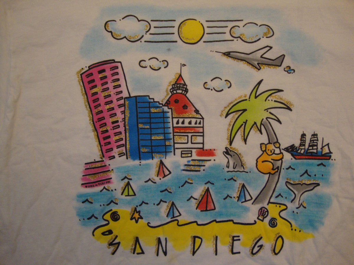Vintage 9039s San Diego California Tourist Souvenir White T Shirt Size L Graphic Tee – Fan Favorite · Trending Graphic Apparel