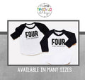Twin Boy or Girl 4th Birthday Shirts Raglans Four Twins Birthday Tees Four and Fabulous Four and Fantastic Kids 4 Bday Tees Siblings Graphic Tee – Premium Graphic · High-Quality Print