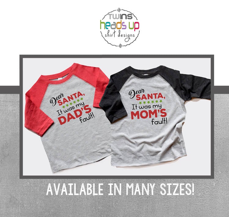 Dear Santa Twin Christmas Shirts Funny Boy or Girl Twins Christmas Tees Raglan Dear Santa It Was My Mom39s and Dad39s Fault Sibling Xmas Gift Graphic Tee – Easygoing Wear · Top Pick For Any Outfit