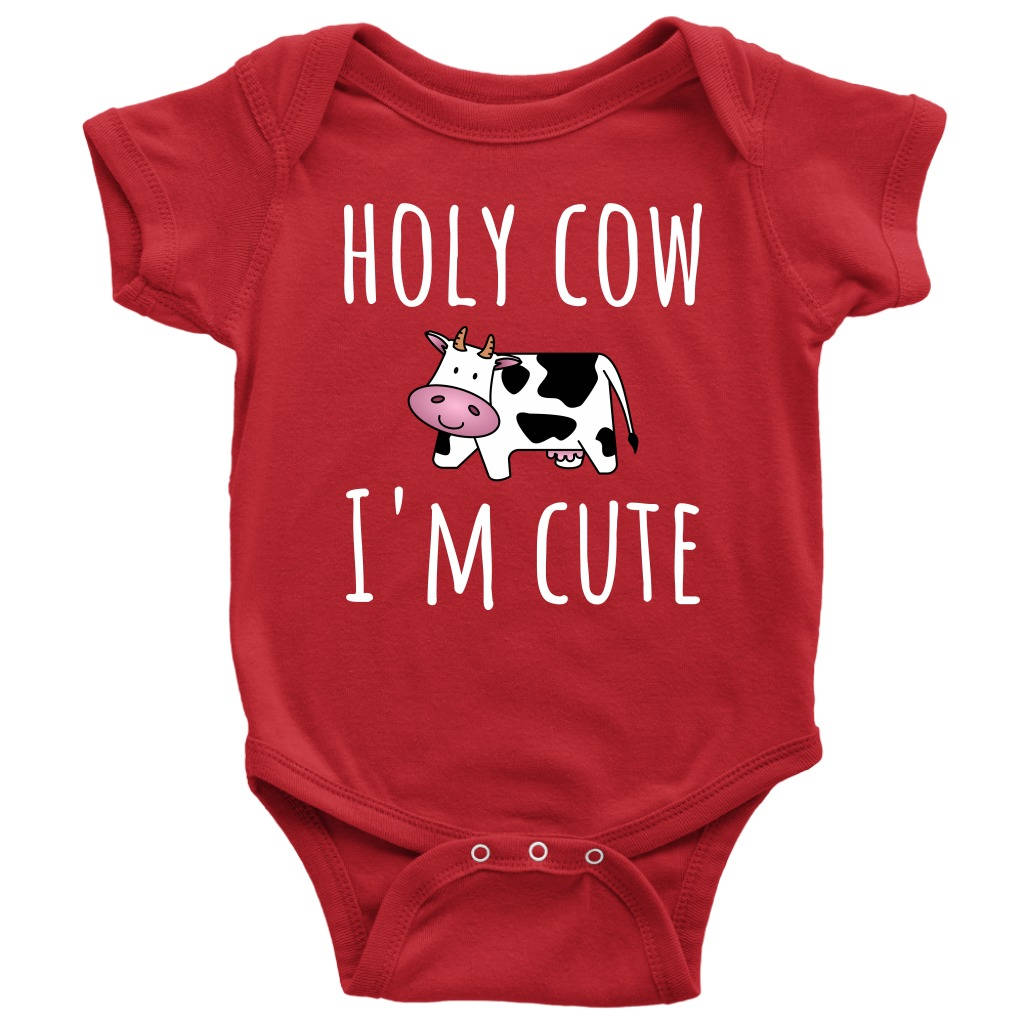 Cute Baby Onepiece Infant Bodysuit Farming Baby Shirt Holy Cow I39m Cute Cute Baby Gift Many Sizes And Colors Available Cute Cow Graphic Tee – Warm & Stylish · Great Gift For Fans