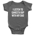 Funny Baby Onepiece Hip Hop Baby Clothes Gangsta Rap With My Dad Baby Shower First Birthday Baby Rapper All Cotton Graphic Tee – Soft Feel · High-Quality Print
