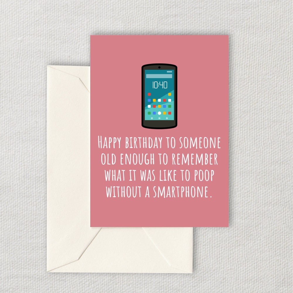 Funny Printable Birthday Card Sarcasm Printable Card Poop Without Smartphone Instant Download Friend Birthday Card Graphic Tee – Feel-Good Design · Great Gift For Fans