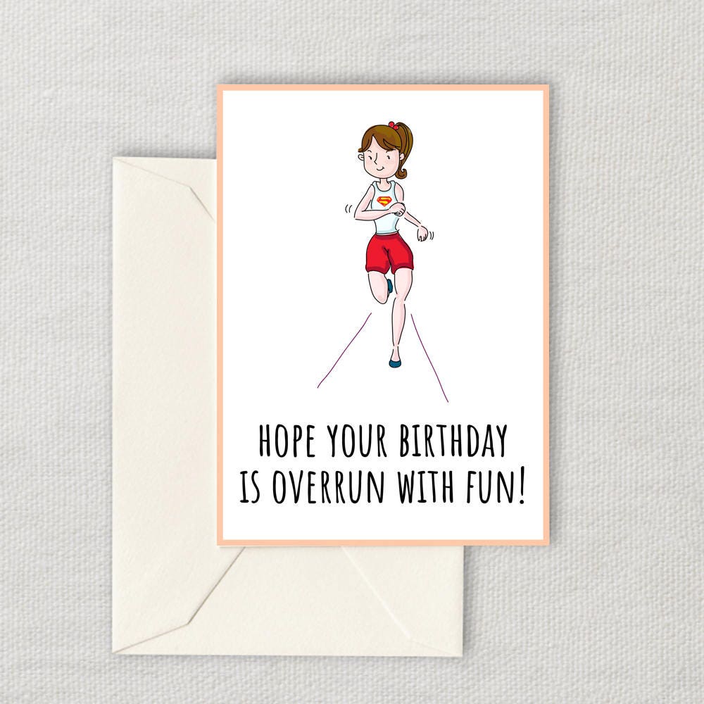 Printable Runner Birthday Card Running Birthday Card Jogging Printable Card Marathon Runner Card Instant Download Running Birthday Graphic Tee – Aesthetic Look · High-Quality Print