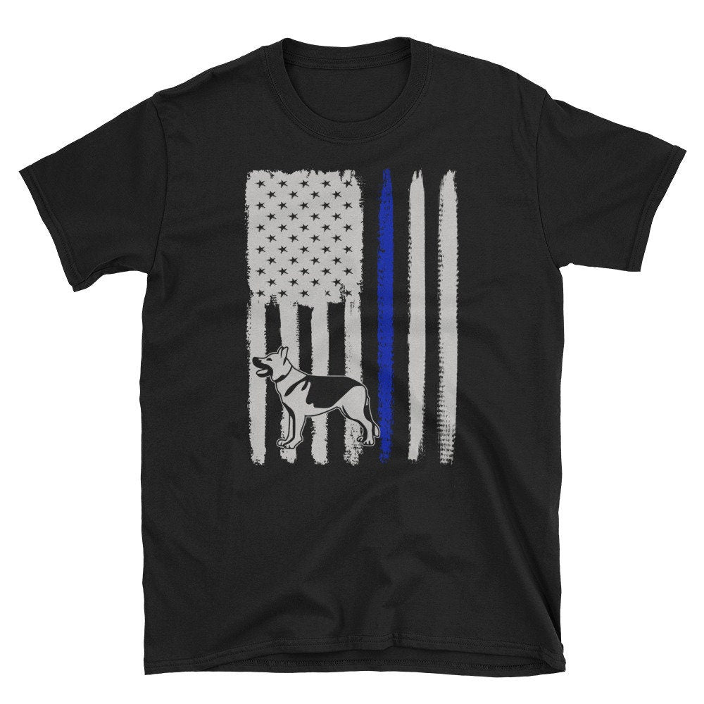 K 9 Police Officer T Shirt Law Enforcement American Flag German Shepherd Gift Patriotic Thin Blue Line Shirt Graphic Tee – Everyday Comfort · Great Gift For Fans