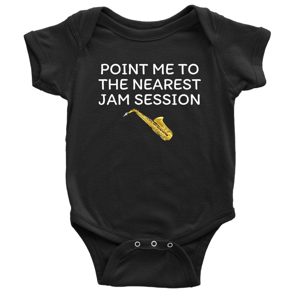 Saxophone Baby Shirt Saxophone Player Baby Onepiece Nearest Jam Session Saxophone Baby Gift Idea Many Sizes And Colors Graphic Tee – Bold Style · Great Gift For Fans