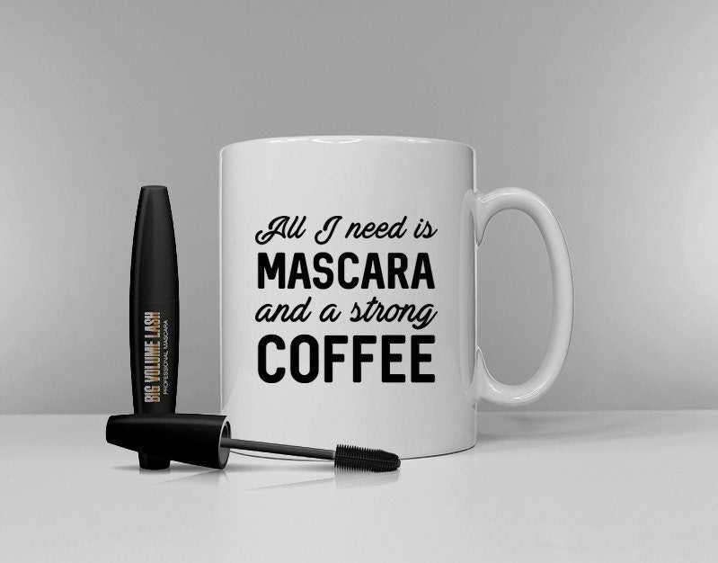 Mascara And A Strong Coffee Mug Hung Over Coffee Tea Break Caffeine new Ceramic Mug Cup Graphic Tee – Cozy Vibes · Trending Graphic Apparel