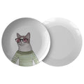 Funny Cat Plate Gift for Weird Cat Lovers Funky Cat in Sweater and Glasses Cat Art Dinner Plate Graphic Tee – Easygoing Wear · Great Gift For Fans