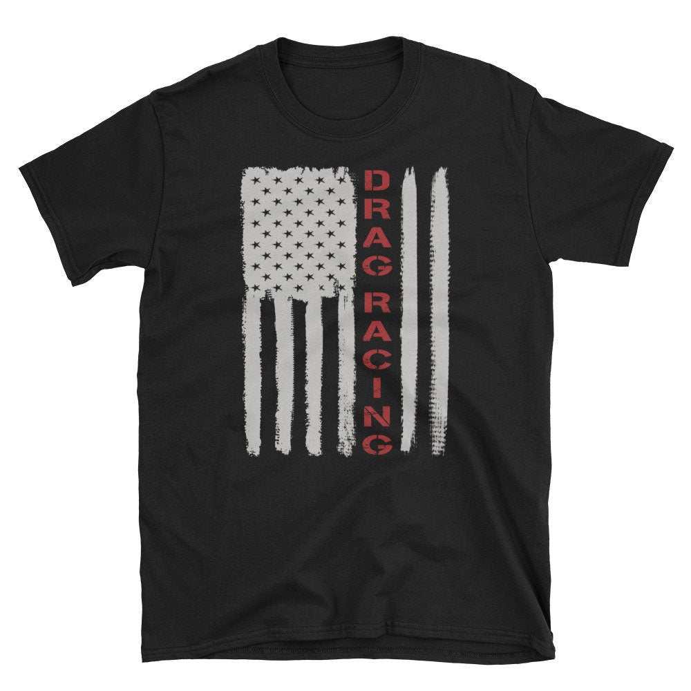 American Flag Drag Racing Shirt Patriotic Car Lover Mechanic Gift Car Collector Shirt Graphic Tee – Premium Graphic · Perfect For Daily Wear