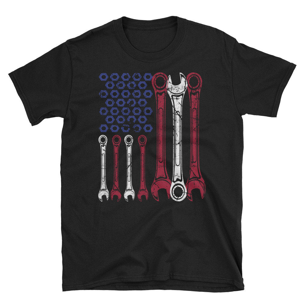 American Flag Mechanic Shirt Car Lover Patriotic Mechanic Gift Car Collector Shirt Graphic Tee – Premium Graphic · Top Pick For Any Outfit