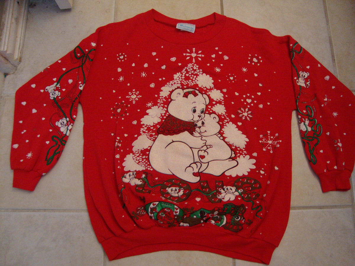 Vintage 8039s Love Polar Bear Holiday Christmas All Over Print Crewneck Sweatshirt Size M Sweatshirt – Easygoing Wear · Trending Graphic Apparel
