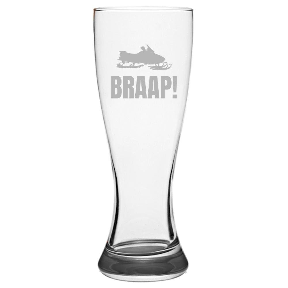 Funny Snowmobile Gift Snowmobiler Present Snowmobiling Beer Glass Etched Pilsner Glass Graphic Tee – Warm & Stylish · Perfect For Daily Wear