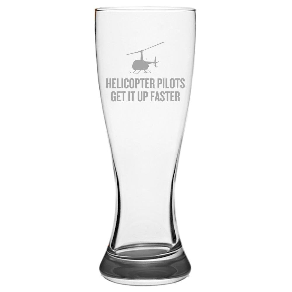 Funny Helicopter Pilot Gift Helicopter Pilots Get It Up Faster Helicopter Gift Idea Beer Glass Pilsner Glass Graphic Tee – Everyday Comfort · High-Quality Print