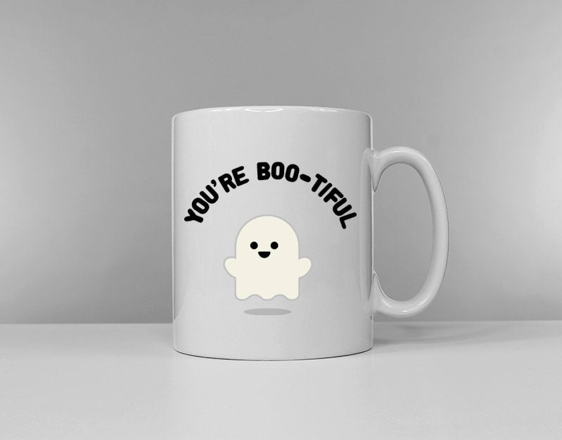 Cute Ghost Coffee Mug You39re Bootiful Funny Halloween Slogan Coffee Cup Graphic Tee – Fan Favorite · Top Pick For Any Outfit