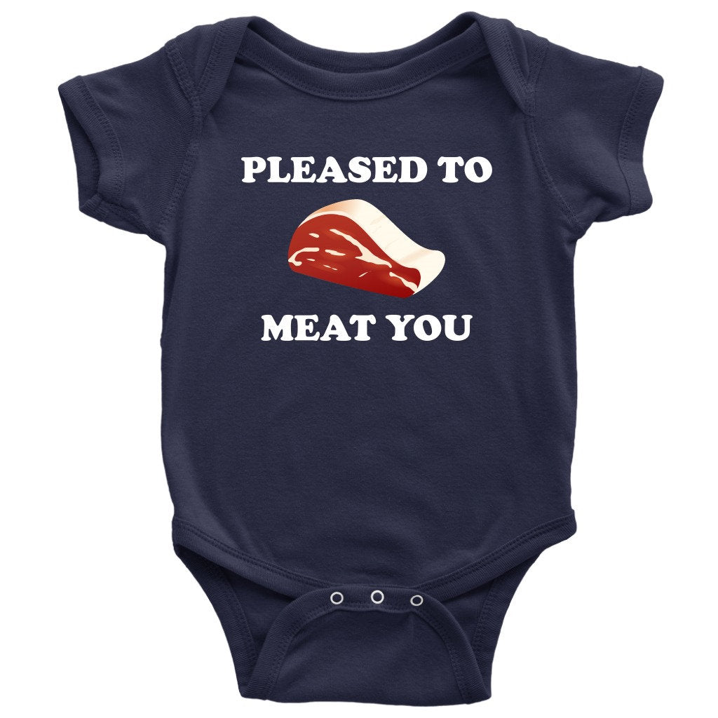 Butcher Baby Bodysuit Cute Butcher Baby Onepiece Pleased To Meat You Butcher Baby Gift Baby Shower First Birthday Graphic Tee – Everyday Comfort · High-Quality Print
