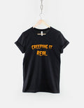 Kids Halloween Slogan TShirt Creeping It Real Funny Halloween T Shirt Graphic Tee – Feel-Good Design · Must-Have Style