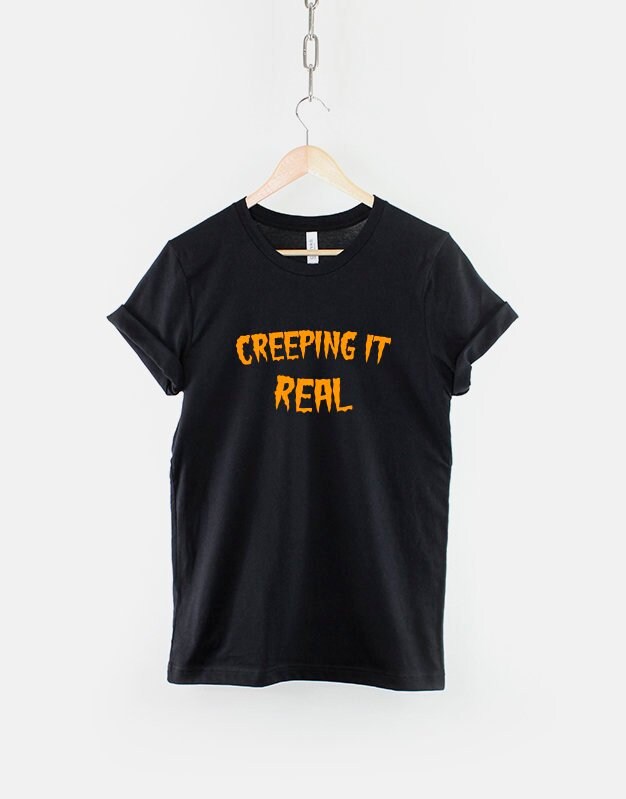Kids Halloween Slogan TShirt Creeping It Real Funny Halloween T Shirt Graphic Tee – Feel-Good Design · Must-Have Style