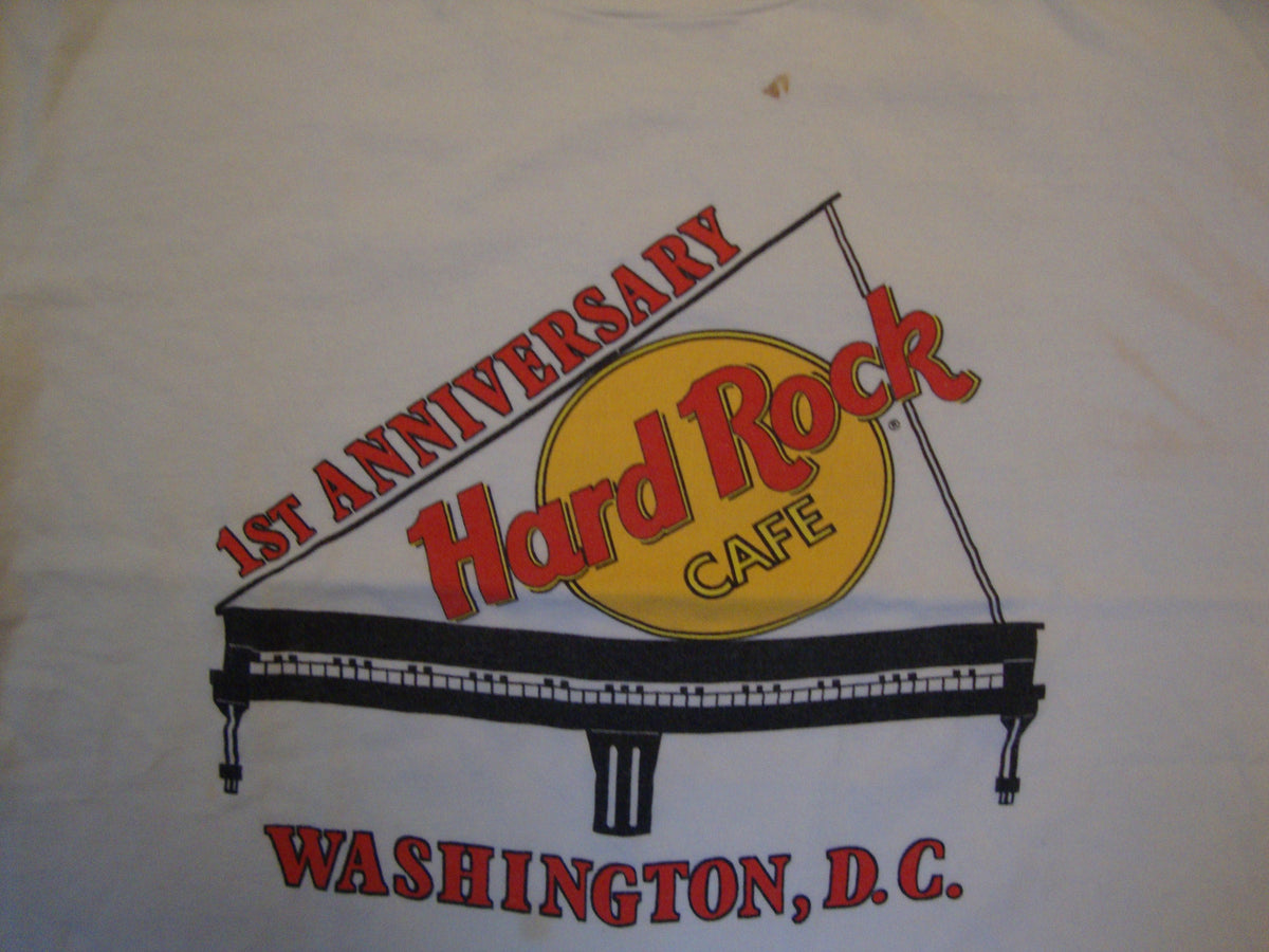 Vintage 8039s Hard Rock Cafe 1st Anniversary Washington DC White T Shirt Size L Graphic Tee – Warm & Stylish · Must-Have Style