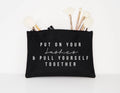 Put On Your Lashes And Pull Yourself Together Makeup Cosmetic Accessory Pouch Graphic Tee – Aesthetic Look · High-Quality Print