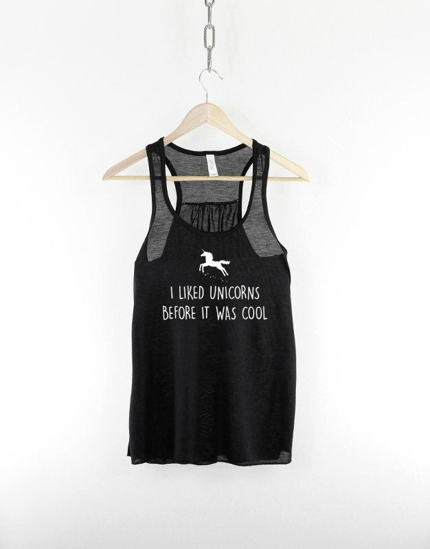 Unicorn Tank Top I liked Unicorns Before It Was Cool Girly Womens Unicorn Racer Back Tank Top – Everyday Comfort · High-Quality Print