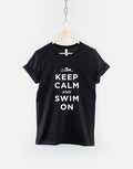 Swimmer TShirt Keep Calm And Swim On Swimming Shirt Swim T Shirt Graphic Tee – Premium Graphic · Great Gift For Fans