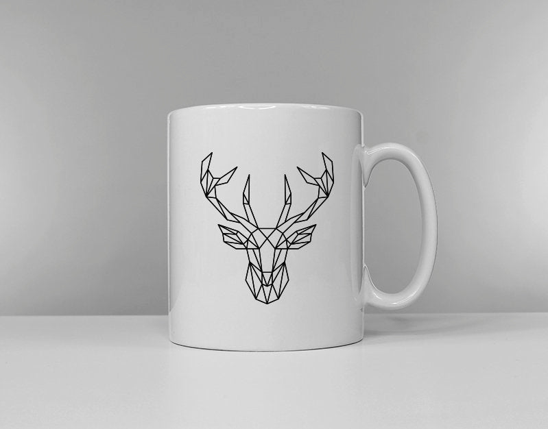 Geometric Deer Head Mug Geometric Print Coffee Mug Deer Gifts Deers Geometric Animal Art Animal Coffee Mugs Coffee Cup Graphic Tee – Premium Graphic · Must-Have Style