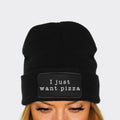 I Just Want Pizza Beanie Graphic Tee – Aesthetic Look · Trending Graphic Apparel