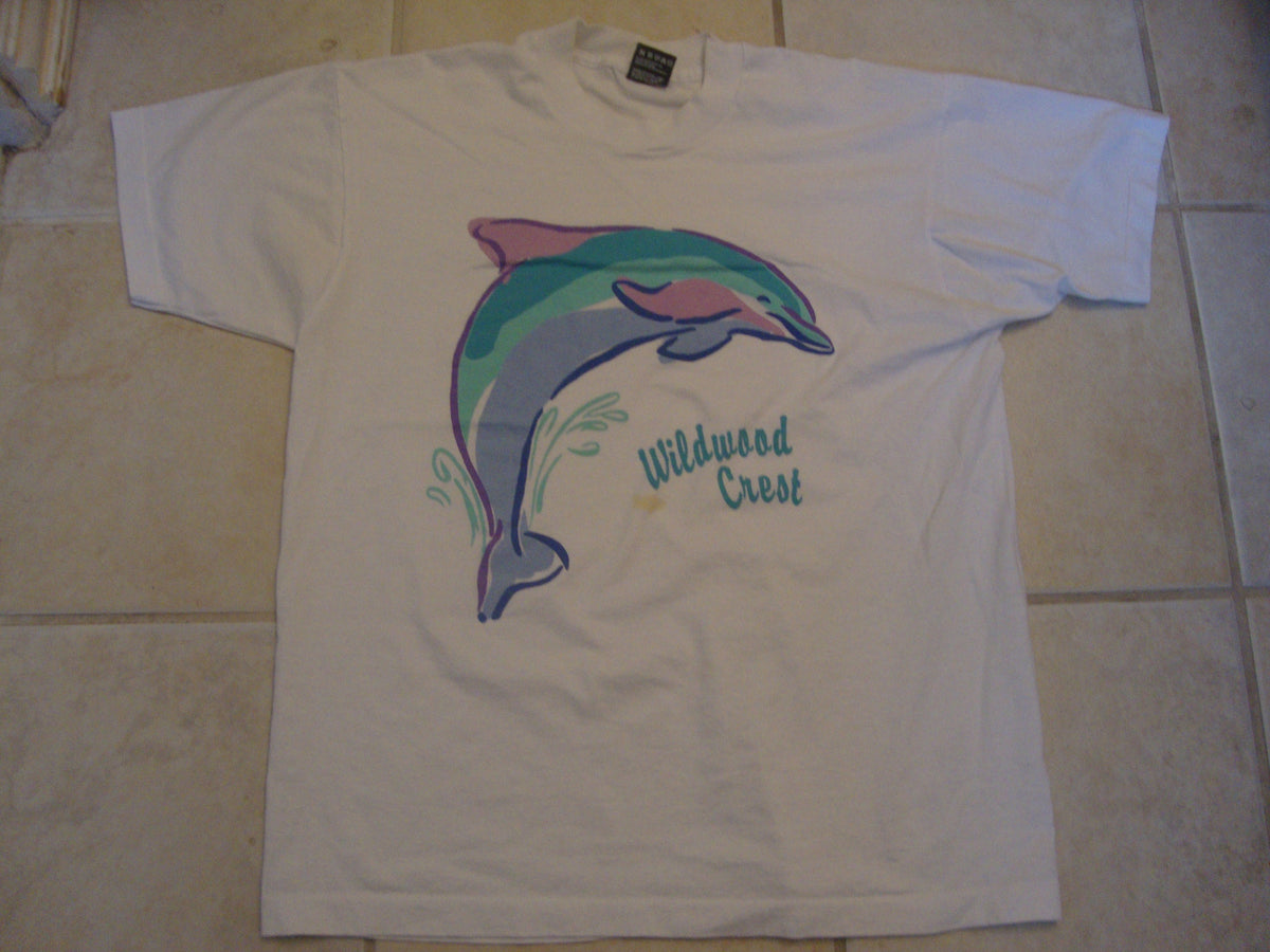 Vintage 8039s Wildwood Crest Dolphin White T Shirt Size L Graphic Tee – Bold Style · Trending Graphic Apparel