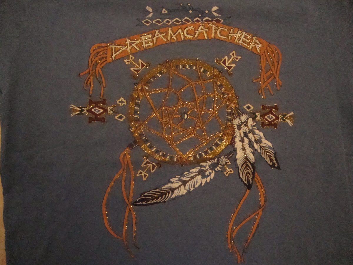 Vintage 9039s Dream Catcher Native American Indian Blue T Shirt Size L Graphic Tee – Soft Feel · Perfect For Daily Wear