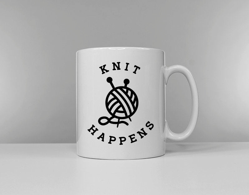 Knit Happens Mug Grandma Knitting Coffee Mug Nan Knitting Tea Cup Gift Graphic Tee – Warm & Stylish · Great Gift For Fans