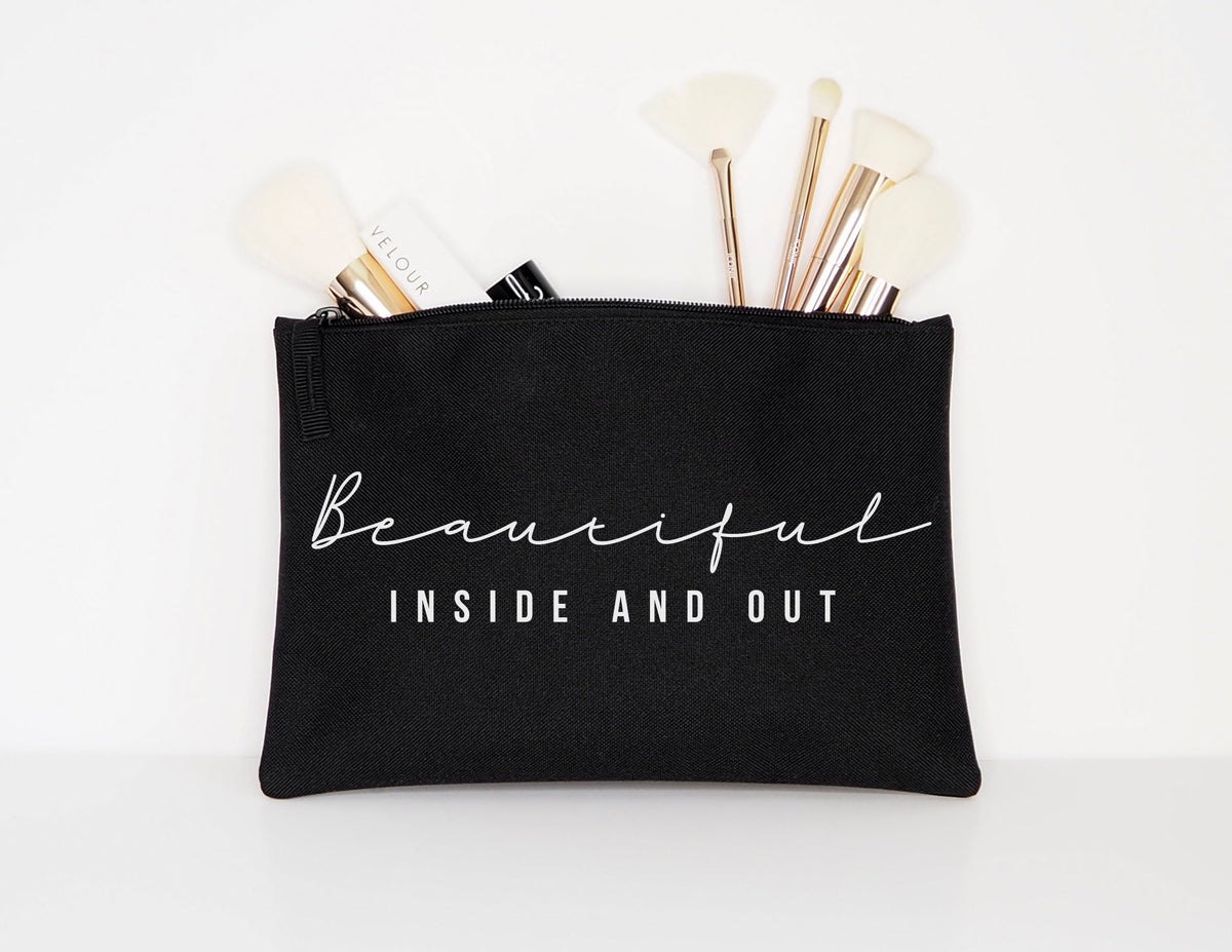 Beautiful Inside And Out Makeup Cosmetic Accessory Pouch Graphic Tee – Aesthetic Look · Great Gift For Fans