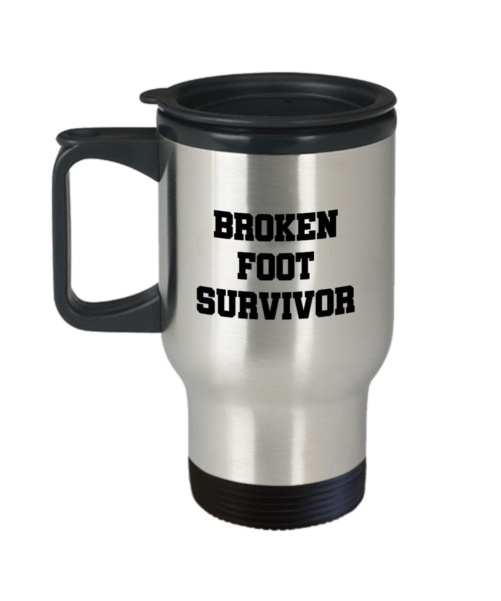 Broken Foot Travel Mug Funny Get Well Gift Broken Foot Survivor Graphic Tee – Aesthetic Look · Must-Have Style